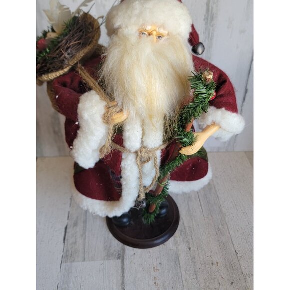 Santa woodlands Santa Claus staff Dove basket Xmas figure vintage unique - Picture 2 of 10